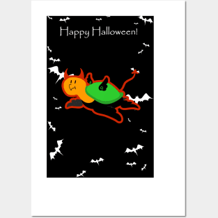"Happy Halloween" Spooky Devil Turtle Posters and Art